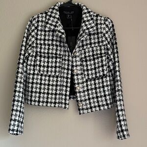 NWT Rachel Zoe Houndstooth Blazer in Black and White